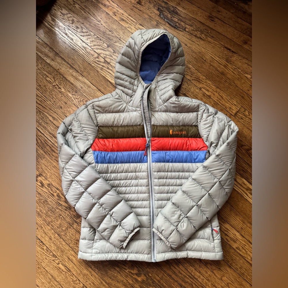 Women’s Cotopaxi Fuego Down Puffer Jacket - XS - gray/blue/red/copper - like new
